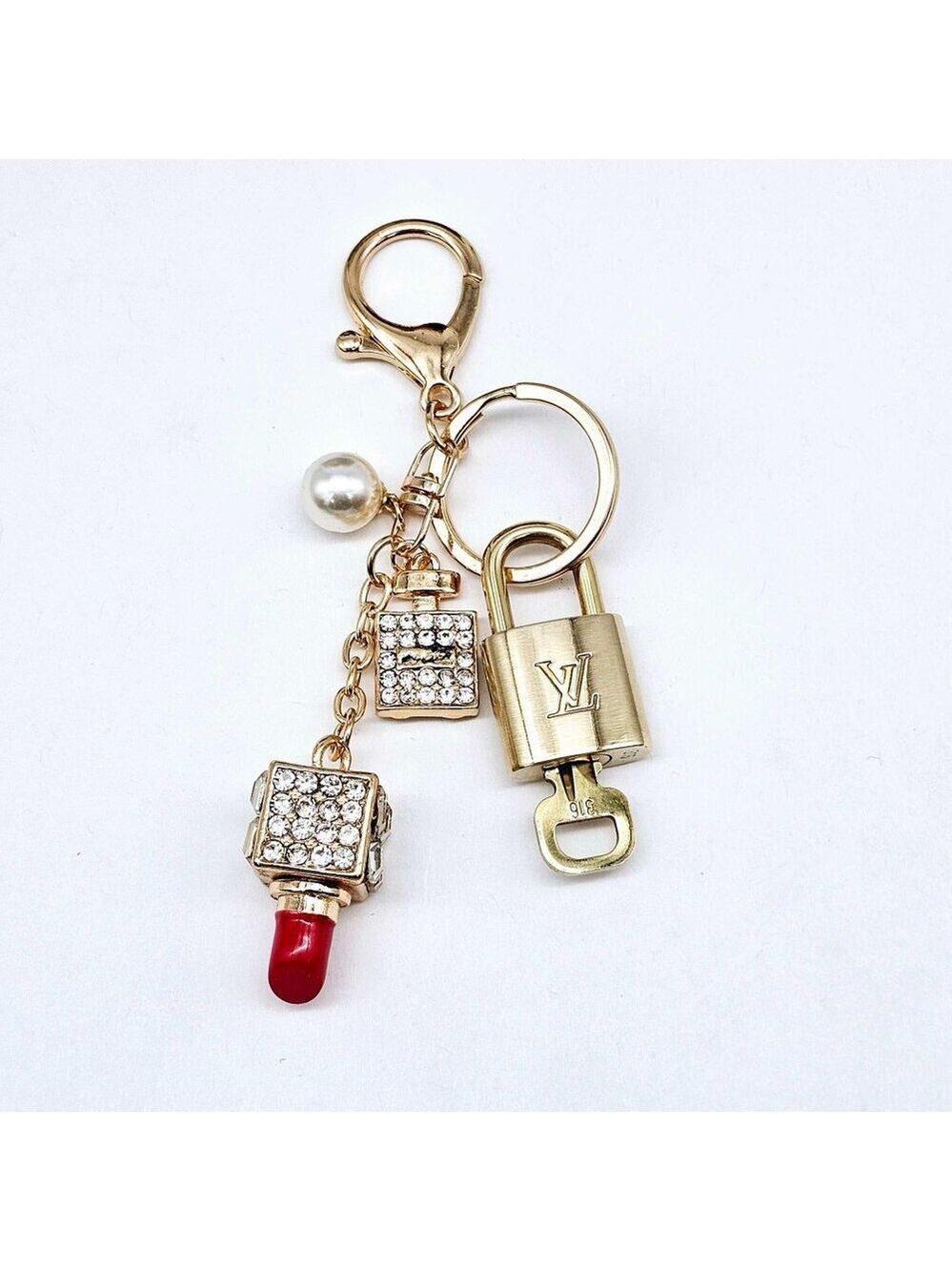 LV Gold Padlock & Key 🔒 Authentic Louis Vuitton Bag Unbranded Lipstick Charm